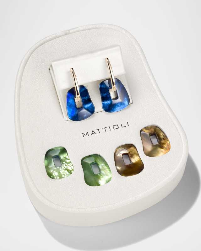 Puzzle Hoop Earrings, Mother-of-Pearl